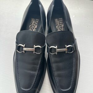 Men’s Salvatore Ferragamo Ree Double Gancini Bit Leather Loafers - Black, size 9